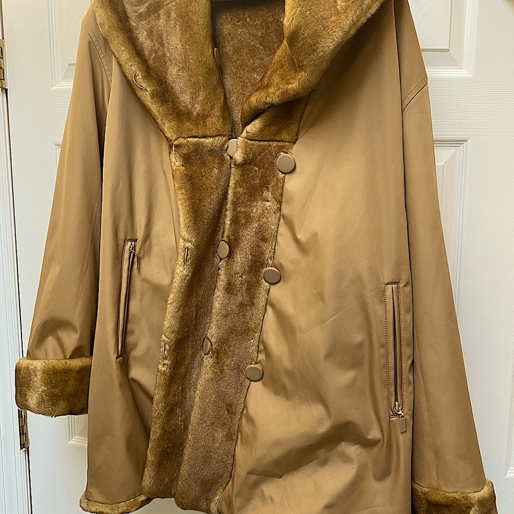 Faux fur reversible coat